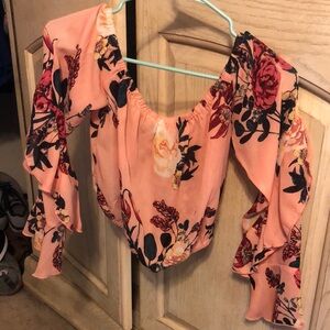 Charlotte Russe Pink Floral Ruffled Blouse